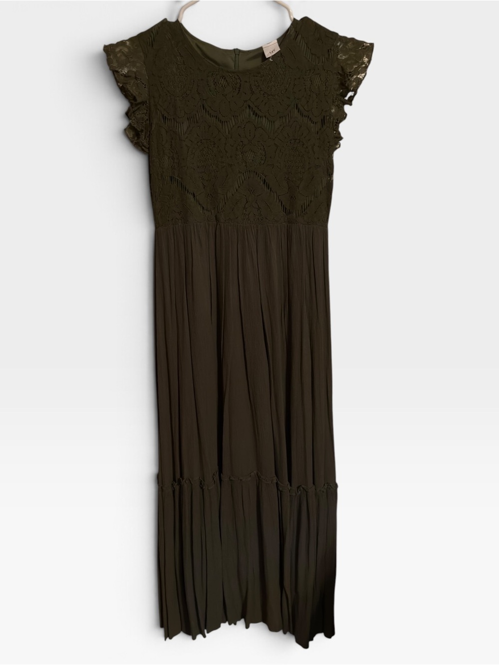Olive Lace Yoke Maxi Dress